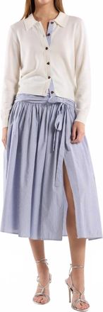 Christy Lynn Maeve Midi Skirt In Blue Stripe