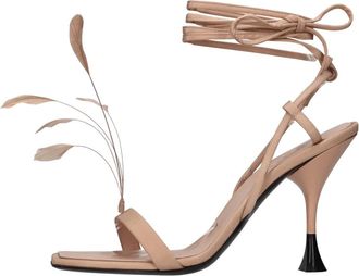 3Juin Kimi Plumephard - Dames - Sandalen met hakken - Beige - 38 EU - Leer - Schoenen