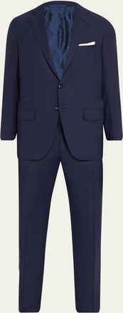 Kiton Mens Mini-Check Wool Modern Fit Two-Piece Suit