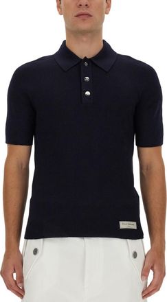 Balmain Navy Blue Shirt Collar Polo