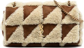 Saint Laurent Pre-owned Womens Medium Suede And Shearling Patchwork Jamie Shoulder Bag - Tan Leather - One Size
