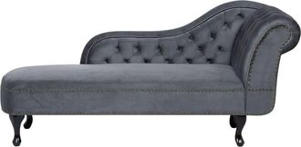 Beliani Chaise longue derecho Terciopelo Gris