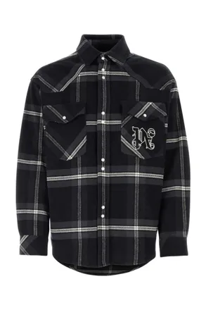 Palm Angels Black Regular Plaid Shirt
