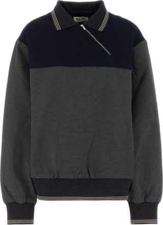 Miu Miu Colorblock Polo Sweatshirt met Ritsdetail - Dames - Vesten met rits - Veelkleurig - S - Hoodies & sweatvesten