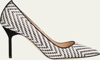 Manolo Blahnik 90mm BB Raffia Pointed-Toe Pumps