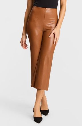 Commando Faux Leather Crop Wide Leg Pants in Cognac at Nordstrom, Size X-Small