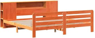 vidaXL Vidaxl - Cama sin colchón madera maciza de pino marrón cera 180x200 cm