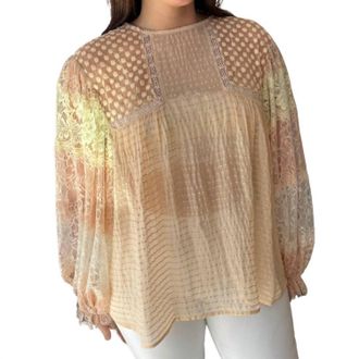 Bl^nk London Esteena Sheer Top In Peach Puff