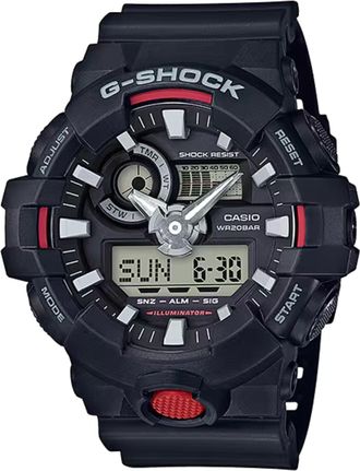 Casio Mens G-Shock Black Red Analog Digital Sports Wristwatch - GA-700-1ADR