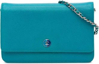 Chanel Hobo Bags - 2012-2013 Caviar Bicolor CC Wallet On Chain - Gr. unisize - in Blau - für Damen