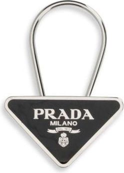 Prada Zwarte Metalen Sleutelhanger