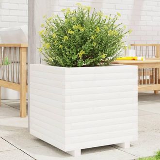 Berkfield Home Garden Planter White 50x50x49.5 cm Solid Wood Pine