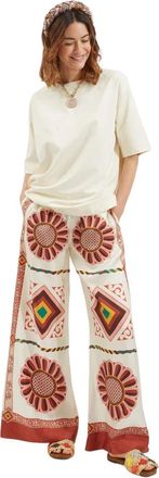 La DoubleJ Floral Palazzo Broek - Dames - Wijde Broeken - Veelkleurig - XL - Broeken