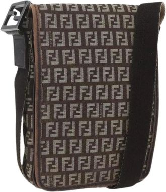 Fendi Pre-owned Cross Body Bags, female, Brown, Size: ONE SIZE Pre-owned Vintage Canvas Cross Body Bag