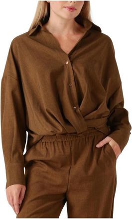 Amaya Amsterdam Hailey Blouse - Dames - Overhemden - Bruin - L - Polyester - Overhemden