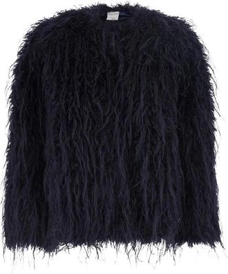 Forte_Forte Shearling Jas met Ronde Hals - Dames - Jassen - Blauw - XS - Jassen