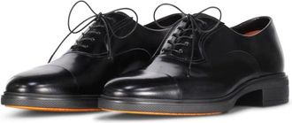 Santoni Leren Oxford Schoenen met Elastische Inzetstukken - Heren - Nette schoenen - Zwart - 42 1/2 EU - Leer - Schoenen