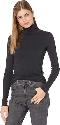 Vince Essential Long Sleeve Turtleneck Womens Clothing Black : LG, Cotton