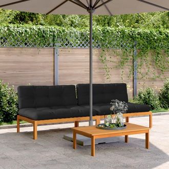 vidaXL Sof&aacute;s Centrales De Palets Jard&iacute;n Y Cojines 2 Uds Madera Acacia Vidaxl