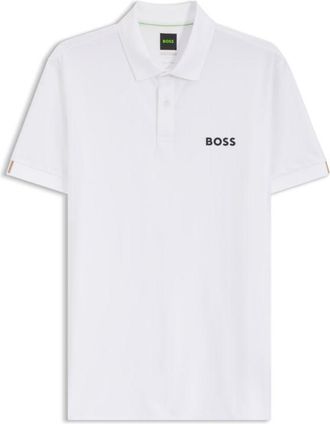 BOSS Active Stripe-jersey slim-fit polo shirt with four-way stretch
