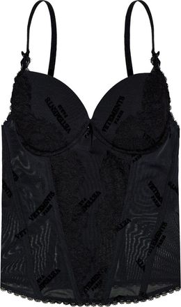 VETEMENTS logo-jacquard top - women - Viscose - S - Black