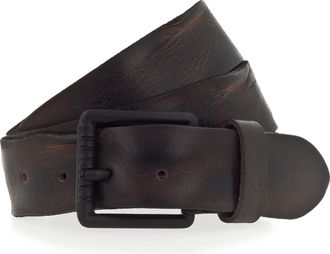 Mustang Lederg&uuml;rtel MUSTANG, Herren, Gr. 80, braun (dunkelbraun), Rindsleder, unifarben, used, G&uuml;rtel Lederg&uuml;rtel, Vollrindleder in Used-Optik, geschw&auml;rzte Sc