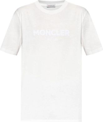 Moncler Luxe Katoen Kasjmier T-Shirt met Logo - Heren - T-shirts - Wit - 2XL - Katoen - Tops