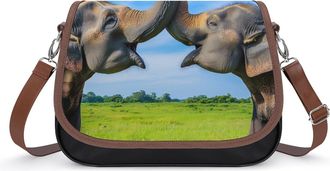 Generic Elephants Playing on Savanna Womens Crossbody Bag Fashion Shoulder Handbags Message Tote Bag with Adjustable Strap