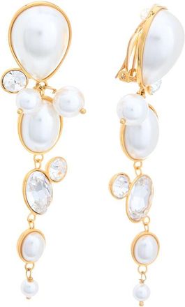 Oscar De La Renta Pearls And Stones Drop Earrings
