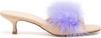 Larroude 60mm feather-detailing sandals - women - Calf Leather/Calf Leather/Fabric - 6 - Neutrals