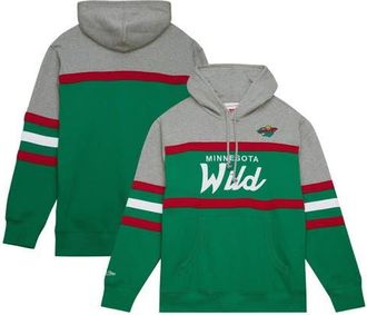 Mitchell & Ness Mens Mitchell & Ness Green/Gray Minnesota Wild Head Coach Pullover Hoodie at Nordstrom, Size Medium