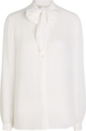 Tory Burch Bow Semi-sheer Georgette Blouse - Cream - 10 (UK14 / L)
