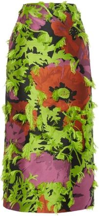 La DoubleJ Opulente Kokerrok met Textuur - Dames - Midirokken - Veelkleurig - XS - Polyester - Rokken