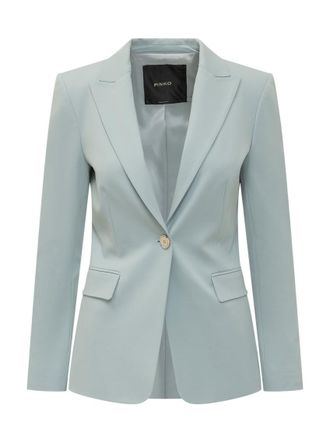 Pinko Blue Solid Notched Lapel Blazer