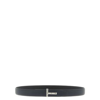 Tom Ford Accessoires, Heren, Zwart, 115 CM, Leer, Adjustable Reversible Hammered Leather Belt
