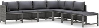 vidaXL Vidaxl - Set De Muebles De Jard&iacute;n 7 Pzas Y Cojines Rat&aacute;n Sint&eacute;tico Gris