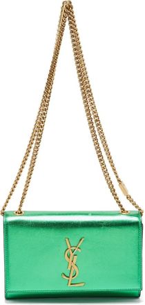 Saint Laurent Portafoglio in pelle con catena - Verde