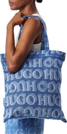 HUGO BOSS Hugo Roselyn Denim boodschappentas met alles erop en eraan (Blauw)
