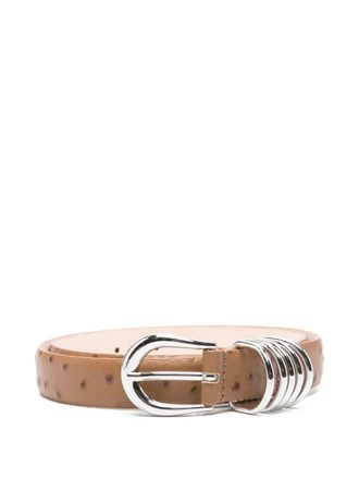 D&eacute;hanche hollyhock ostrich-embossed belt - Marrone