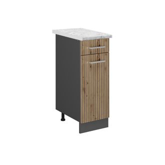 Vicco Mueble Bajo De Cocina R-line, Roble Artesanal, 30 Cm Et M&aacute;rmol