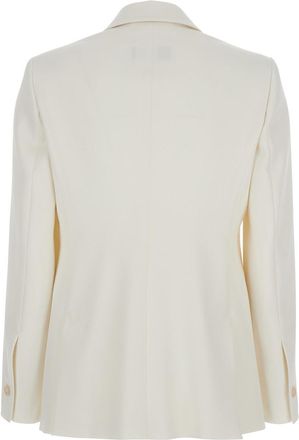Max Mara Womens Palchi White Jacket With Classic Lapels Virgin Wool Blazers