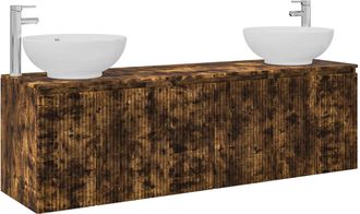 vidaXL Juego De Muebles De Ba&ntilde;o 3 Uds. Roble Ahumado Vidaxl