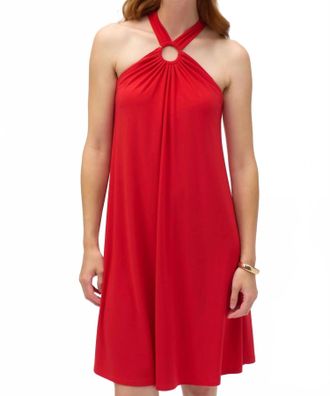 Joseph Ribkoff Trapeze Halter Dress In Radiant Red