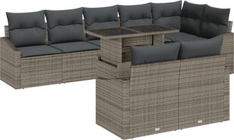 vidaXL Vidaxl - Garden Sofa Set with Cushion Manual 9 pcs Grey 100 x 55 x 73 cm