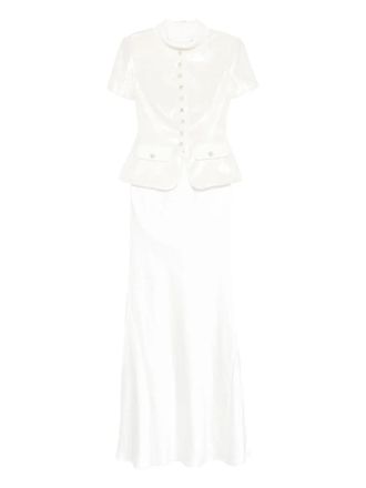 Self Portrait button-embellishment maxi skirt set (set of two) - White