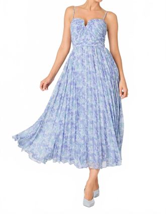 Astr Bayley Pleated Maxi Dress In Blue Floral