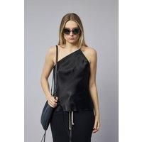 Rick Owens Woven Top - One Shoulder Slip Top Black
