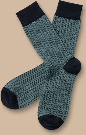 CHARLES TYRWHITT Chevron Socks - Aqua Size 10.5-13 by Charles Tyrwhitt