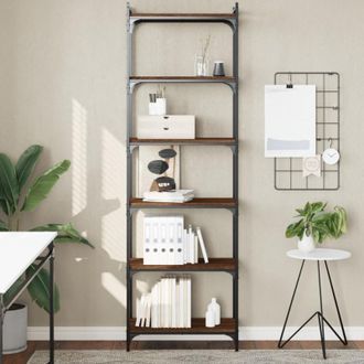 vidaXL Librer&iacute;a 6 Estantes Madera Ingenier&iacute;a Roble Marr&oacute;n 60x30x188 Cm Vidaxl