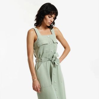 La Redoute Collections Midi-jurk met bandjes van lyocell en katoen